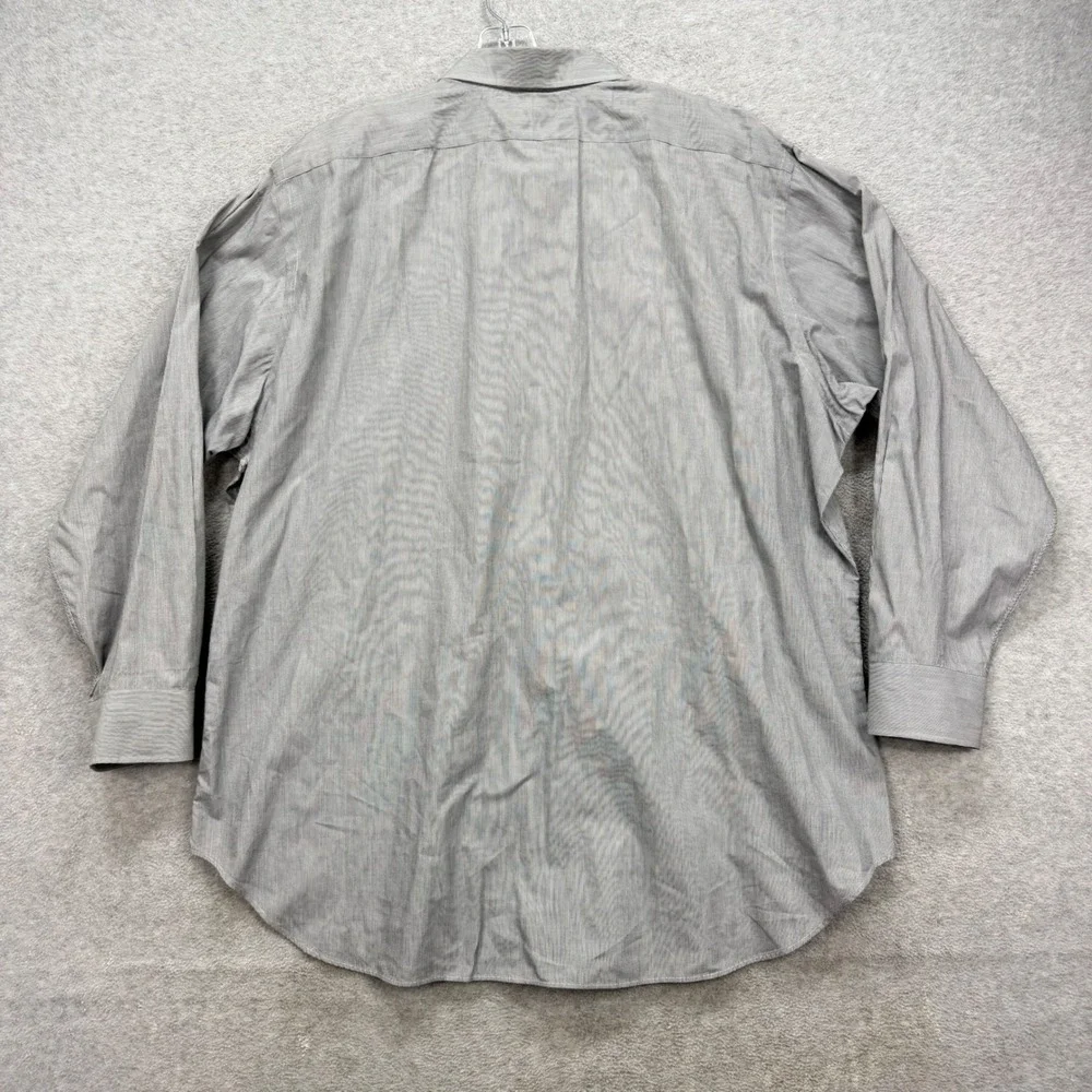 Polo Ralph Lauren Andrew‎ Shirt Mens 18 34/35 Grey Stripe Oxford Dress Retro Y2K